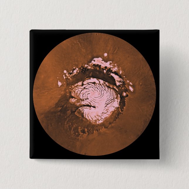 Mare Boreum region of Mars 2 Inch Square Button (Front)