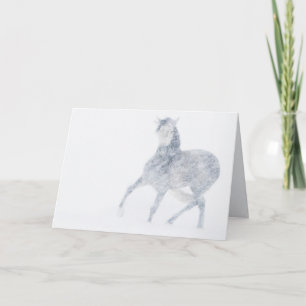 Mare dans une carte de voeux Blizzard Horse