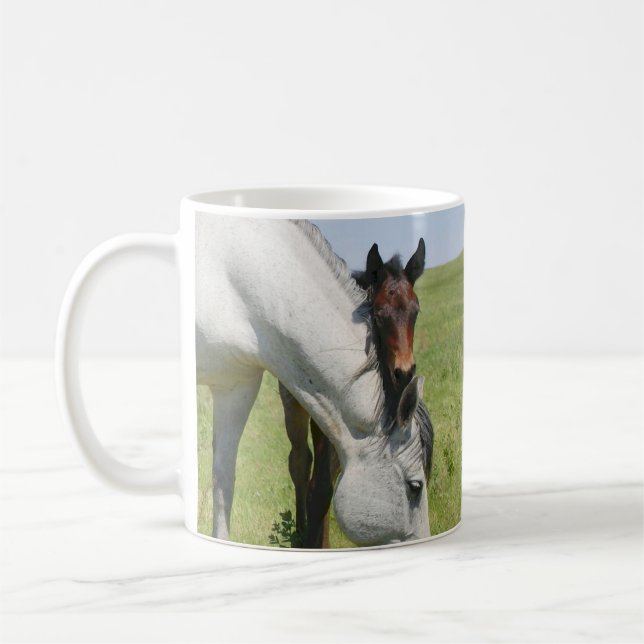 Mare Grazing with Colt Mug (Left)
