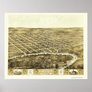 Marengo, IA Panoramic Map - 1868 Poster