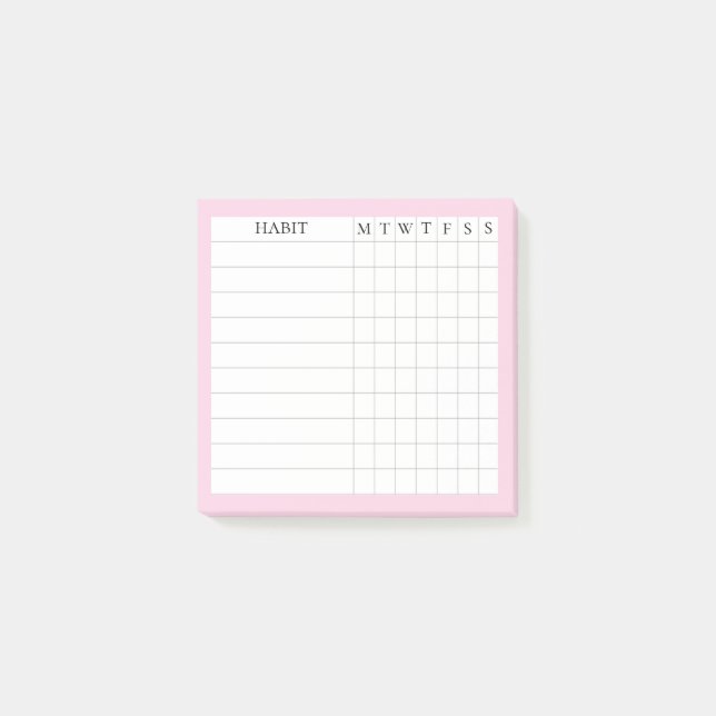 Margaret Collection Post-It Habit Tracker in Pink Post-it Notes (Front)