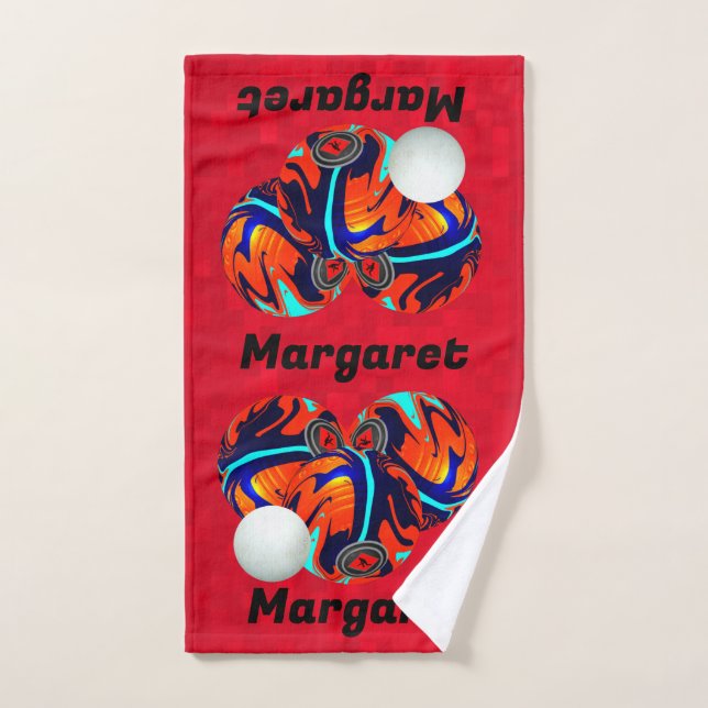 Margaret Name On Red Lawn Bowls, Hand Towel (Hand Towel)