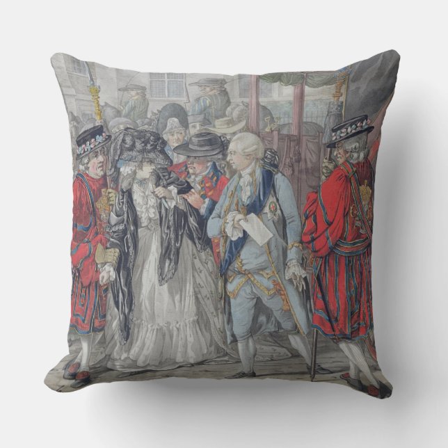 Margaret Nicholson Attempting to Assassinate His M Throw Pillow (Front)