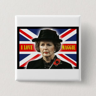 Margaret Thatcher I Love Maggie 2 Inch Square Button