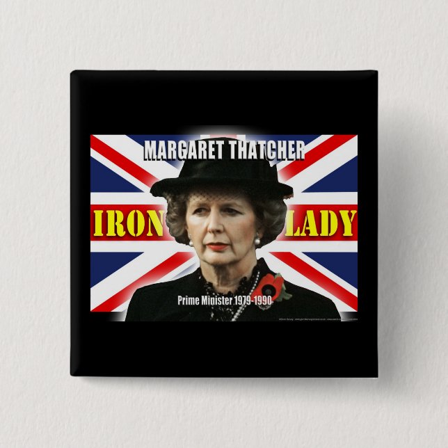 Margaret Thatcher Prime Minister 2 Inch Square Button (Front)