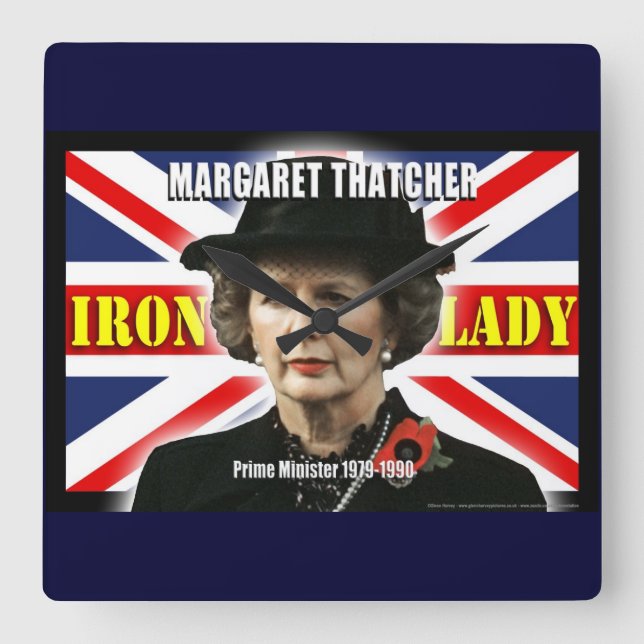 Margaret Thatcher Prime Minister Square Wall Clock (Front)