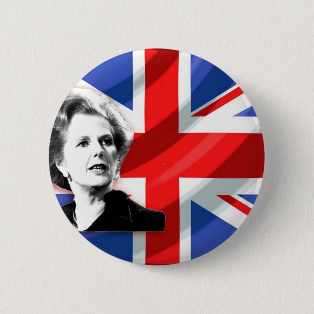 Margaret Thatcher Union Jack 2 Inch Round Button (Front)