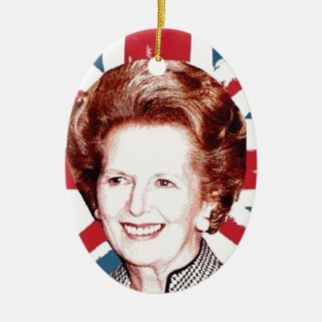 MARGARET THATCHER UNION JACK CERAMIC ORNAMENT (Front)
