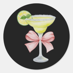 Margarita And Bow Coquette Cinco De Mayo  Classic Round Sticker
