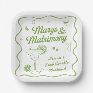 Margarita and Matrimony Bachelorette Paper Plate