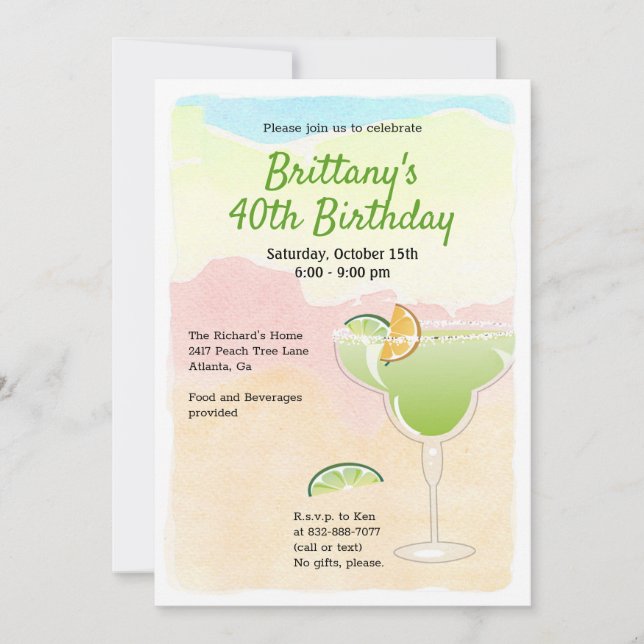 Margarita Anniversaire Fête Invitation (Devant)