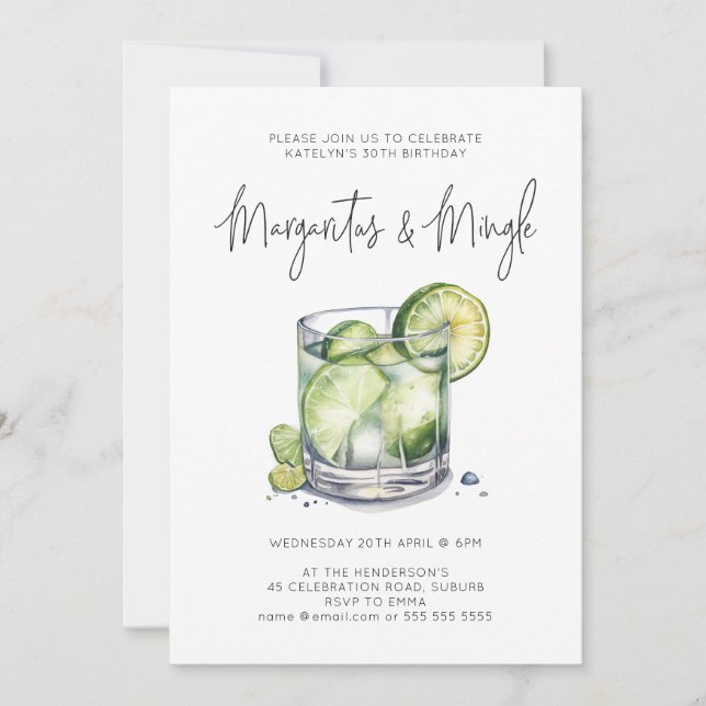 Margarita Any Age Birthday Cocktail Party  Invitation (Front)