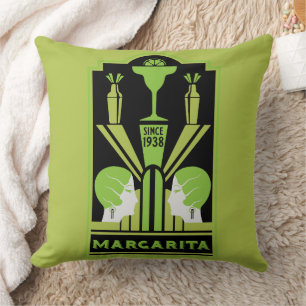 Margarita Art Deco Cocktail Throw Pillow