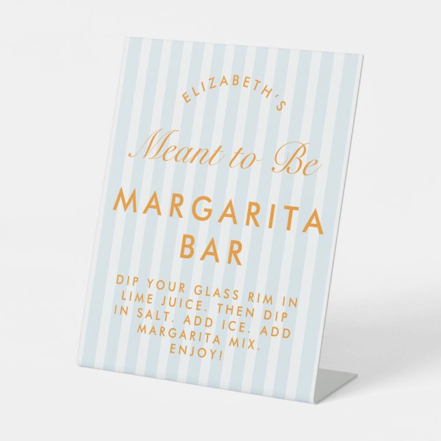 Margarita Bar Retro Orange & Blue Bachelorette Pedestal Sign (Front)