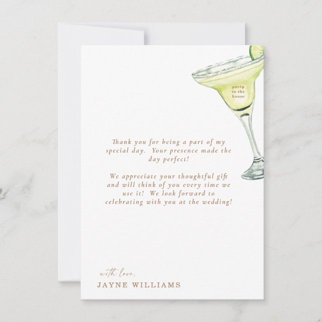 Margarita Bridal Shower Message Thank You II Invitation (Front)