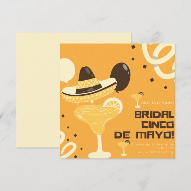 Margarita Cinco De Mayo Bridal Shower Party Invitation (Front/Back)
