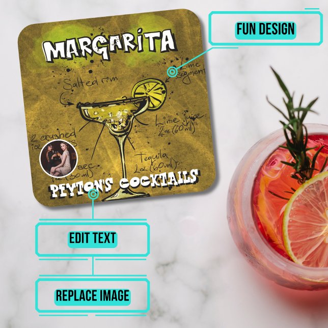 Margarita Cocktail Party Square Paper Coaster (Please enjoy our design and see the others in the collection.)