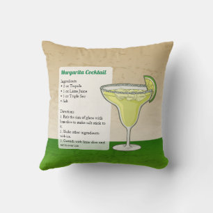 Margarita Cocktail Recipe Throw Pillow