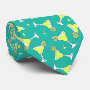 Margarita Cocktails Patterned Blue Wedding Tie