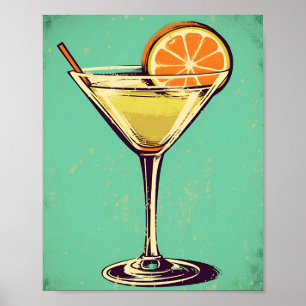 Margarita coctail, retro, soft postel colour. poster