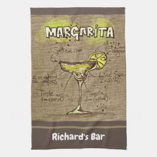 Margarita Custom Bar Burlap Personalized Kitchen Towel
