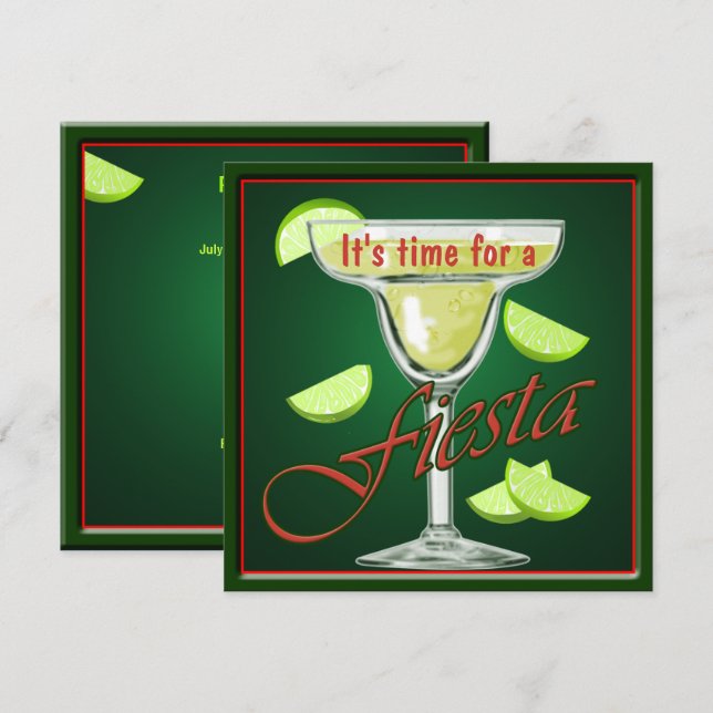 Margarita Fiesta Party Invitation (Devant / Derrière)
