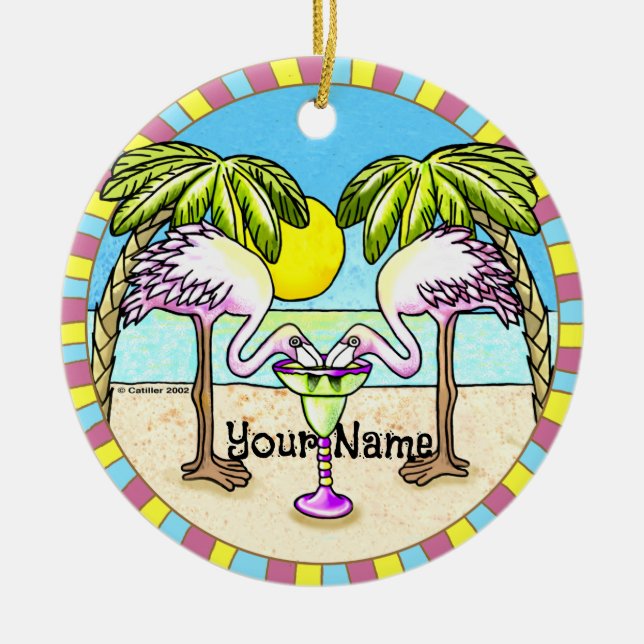 Margarita Flamingo Ornament (Front)