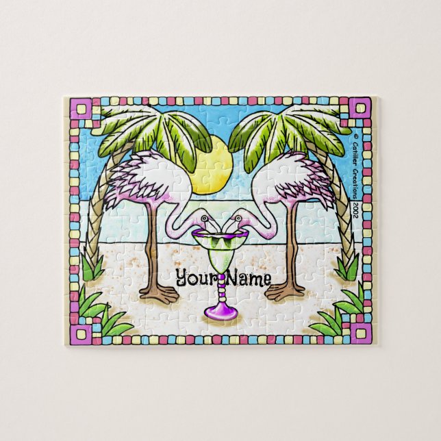 Margarita Flamingos Jigsaw Puzzle (Horizontal)