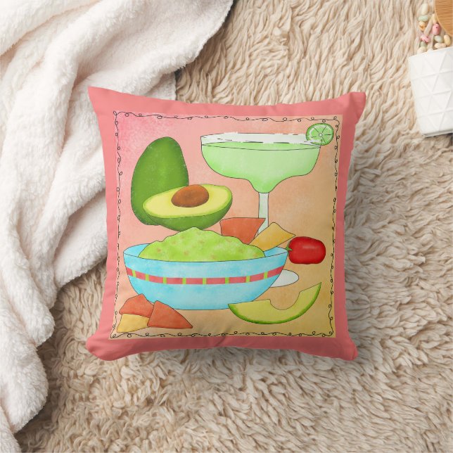 Margarita Guacamole Fun Celebration Colourful  Throw Pillow (Blanket)
