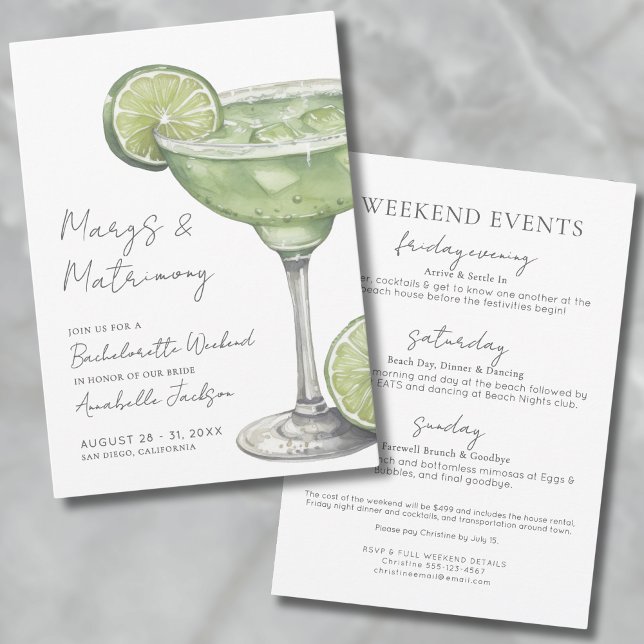 Margarita Margs & Matrimony Bachelorette Party Invitation (Margs & Matrimony Margarita Bachelorette Party Invitation)