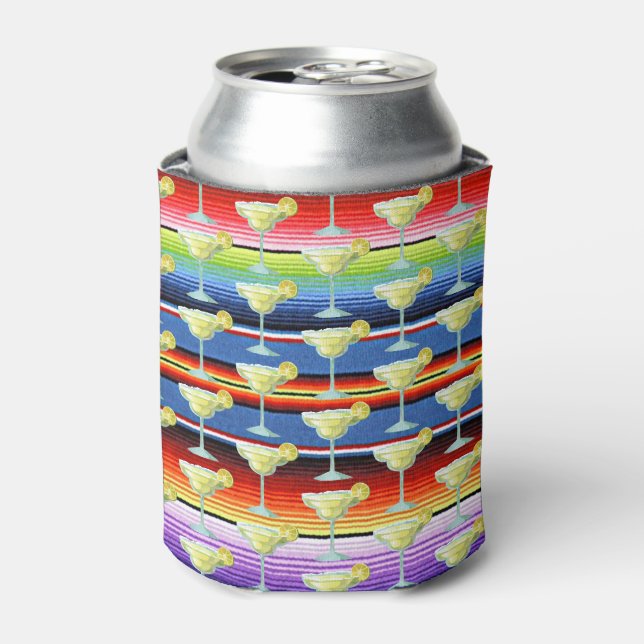 Margarita Mexican Blanket Fiesta Stripes Serape Can Cooler (Can Front)