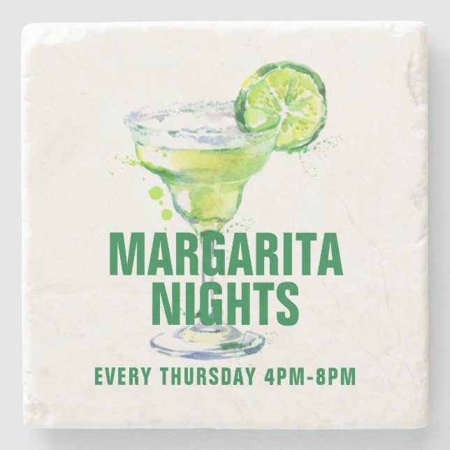 Margarita Night Martini Glass Illustration Stone Coaster (Front)