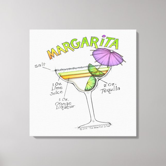 MARGARITA RECIPE COCKTAIL ART CANVAS PRINT (Front)