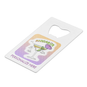 MARGARITA RECIPE COCKTAIL ART CREDIT CARD BOTTLE OPENER