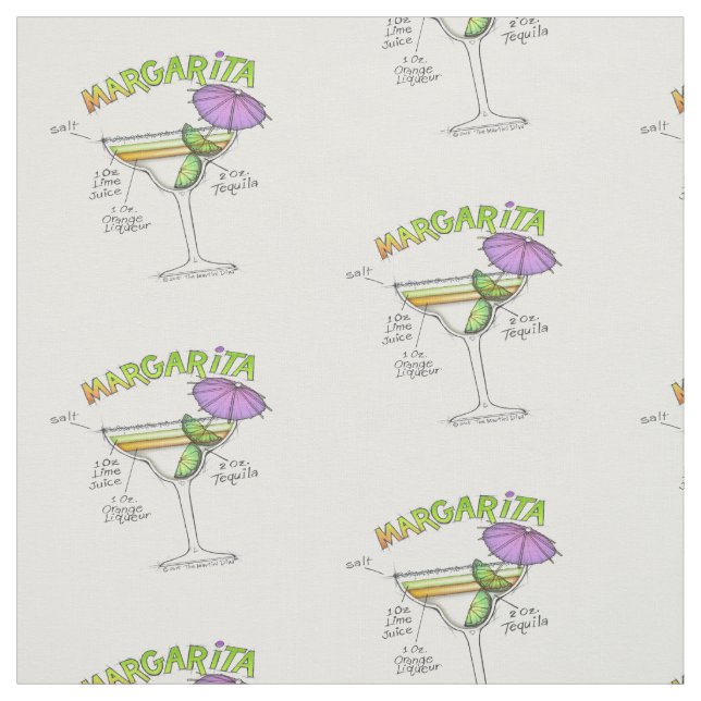 MARGARITA RECIPE COCKTAIL ART FABRIC (Swatch)