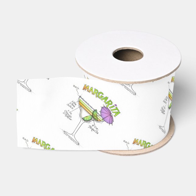 MARGARITA RECIPE COCKTAIL ART GROSGRAIN RIBBON (Spool)