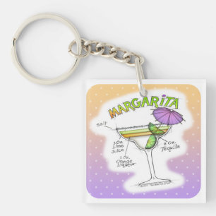 MARGARITA RECIPE COCKTAIL ART KEYCHAIN