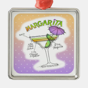 MARGARITA RECIPE COCKTAIL ART METAL ORNAMENT