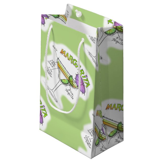 MARGARITA RECIPE COCKTAIL ART SMALL GIFT BAG (Front Angled)