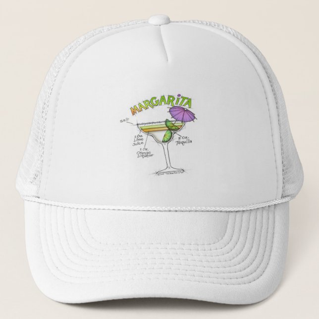 MARGARITA RECIPE COCKTAIL ART TRUCKER HAT (Front)