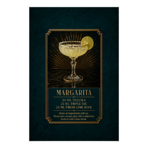 Margarita Recipe Poster Bar Art