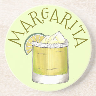 Margarita Tequila Cocktail Mixed Drink Lime Green Coaster