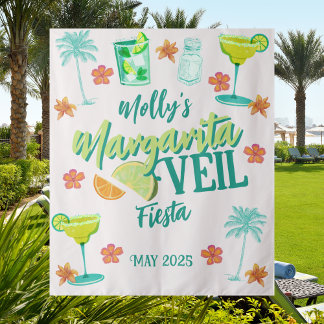 Margarita Veil Bachelorette Party Illustrated Tapestry