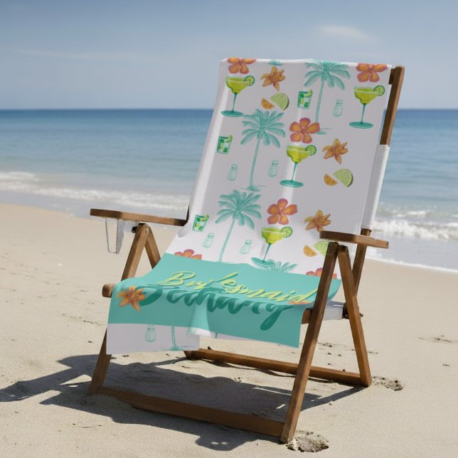 Margarita Veil Tropical Bachelorette Beach Towel (Spice up the party with this playful “Margarita Veil” design!)