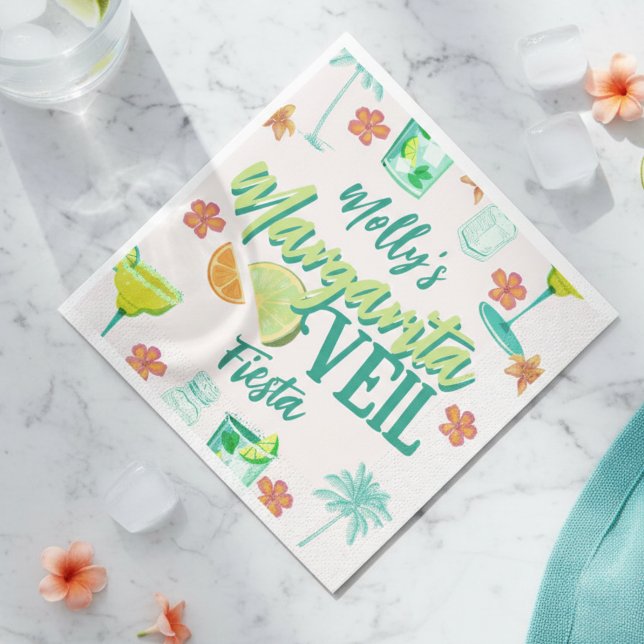 Margarita Veil Tropical Bachelorette Napkin (Margarita Veil Bachelorette Party Illustrated Napkins)