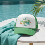 Margarita Veil Tropical Bachelorette Trucker Hat<br><div class="desc">Spice up the party with this playful “Margarita Veil” design—featuring a hand-drawn margarita glass topped with tropical flowers and bar accents. With its fun mix of green and blue tones,  this design is perfect for brides who love tacos,  tequila,  and celebrating in style.</div>