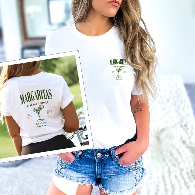 Margaritas And Matrimony Personalized Bachelorette T-Shirt (Creator Uploaded)