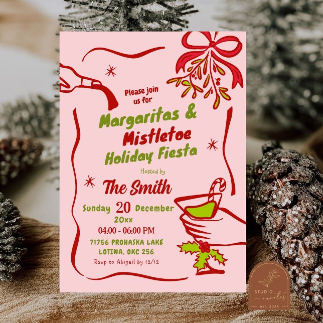 Margaritas and Mistletoe Christmas Holiday Fiesta  Invitation (Creator Uploaded)