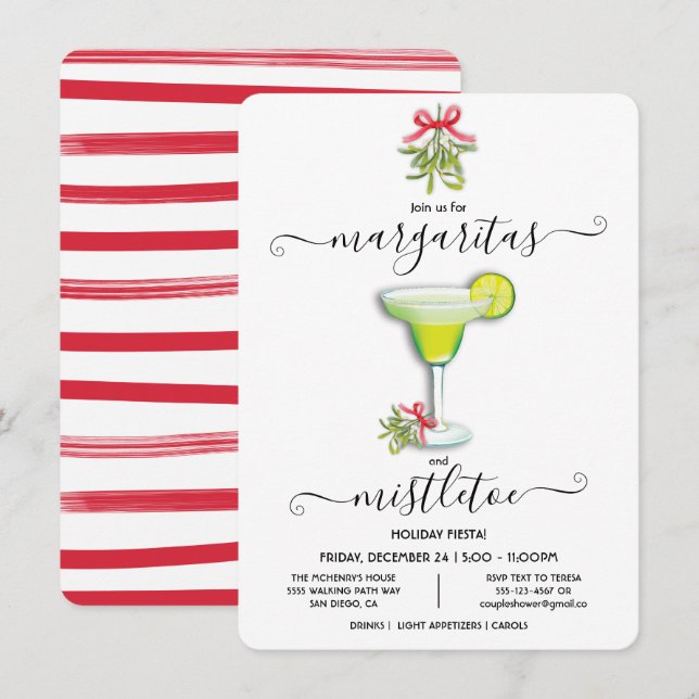 Margaritas and Mistletoe Christmas Party Fiesta Invitation (Front/Back)