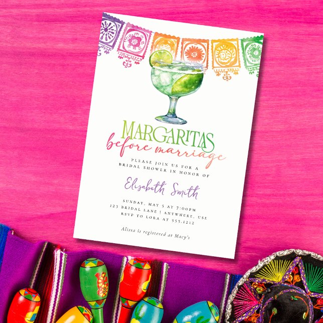 Margaritas before Marriage Fiesta Bridal Shower Invitation (Creator Uploaded)